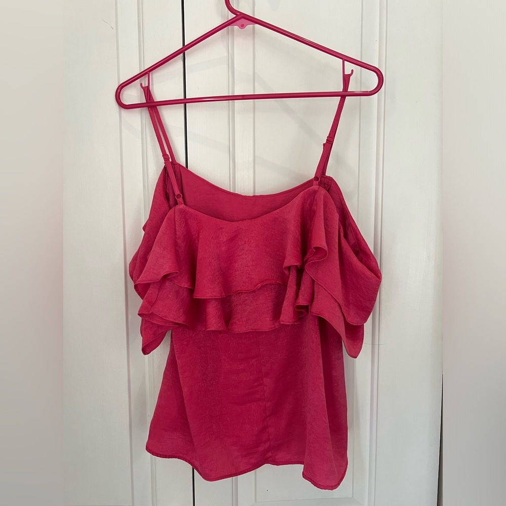 Miami Ruffle Tank Hot Pink Size Small - Picture 3 of 7
